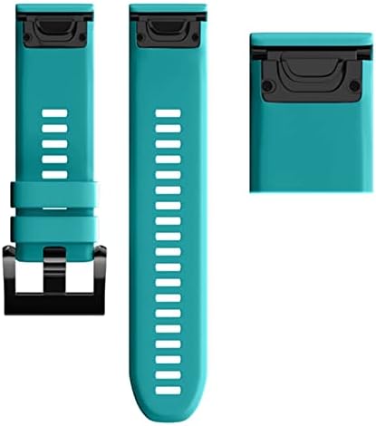 Силиконови въжета FUFEMT 22-26 мм Quickfit за часовници на Garmin Fenix 7 7x7s Easyfit (Цвят: синьо-зелен, размер: 22 мм Fenix