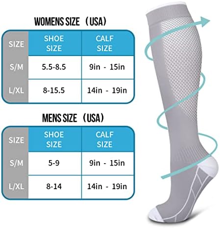 Компресия чорапи BLUEENJOY Copper за жените и мъжете (6 двойки) - най-Добрата подкрепа за медицински сестри, тичане, разходки, възстановяване