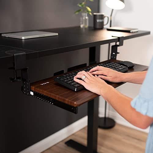VIVO Регулируема по височина скоба и 12-инчов рейк за дървени корита за клавиатура на поръчка (тава в комплекта