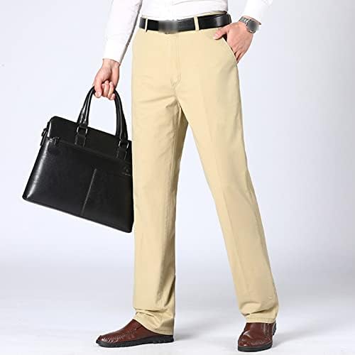 Мъжки Ежедневни Ластични панталони-Чино Класически, Намаляване, Устойчиви На Бръчки Панталони с плоска Предна част,