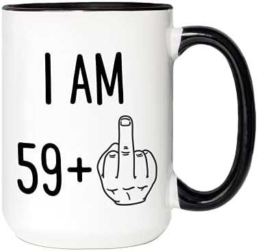 Забавни подаръци Ransalex на 60-ия рожден ден на Мен 59 плюс Кафеена чаша със среден пръст - нов кляпом В устата - Парти в чест