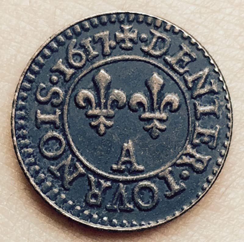 1617 Френски Монети От Чиста Мед Антични Сребърни Доларови Монети Колекция от ръчно изработени изделия могат да се