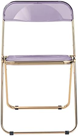 Модерен сгъваем стол от прозрачен акрил Lawrence LeisureMod с метална рамка златисто кафяво (червено)