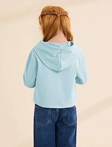 GAMISOTE/ Съкратен Блузи за момичета, Hoody Копчета, Всекидневни Кратък Свободен Пуловер за активна Почивка, Hoody