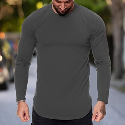 XXBR Мъжки ризи с дълъг ръкав, основни Спортни тениски с кръгло деколте, Есенни тениски с миризмата, Ежедневна Спортна тениска