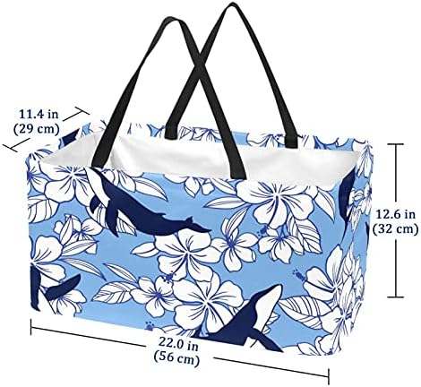 50L Чанти за пазаруване Hibiscus Кит Blue Сгъваема Кутия За Пазаруване, Чанта за пазаруване с Дръжка, на Множество