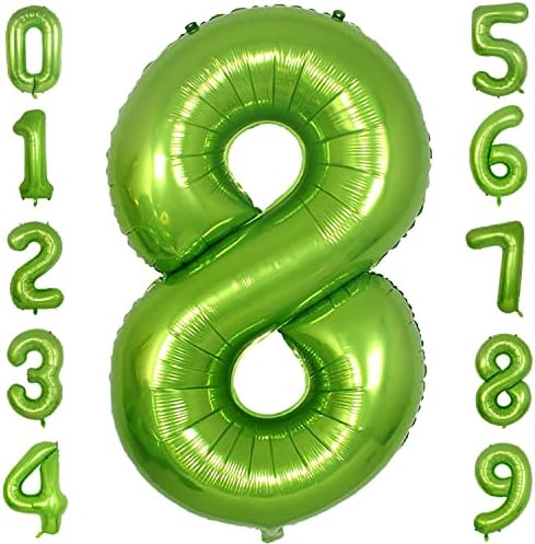 40-Инчови Големи Зелени Балони с Номера 8, Букви в Азбуката, Гелиевые Топки от Майларовой Фолио с Големи Цифри за Рожден