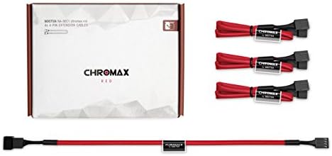 Noctua NA-SEC1 хромакс.червен, 3-пинов към 4-пинов кабел за удължаване (30 см, червено)