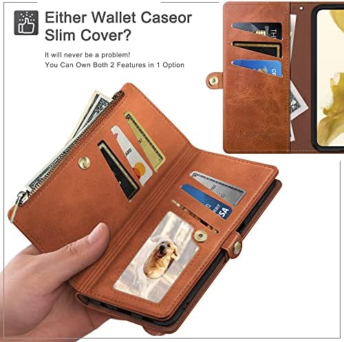 XcaseBar за iPhone 7 Plus/8 Plus 5,5 Чанта-портфейл с цип 【RFID Заключване】 Титуляр за кредитни карти, флип-награда