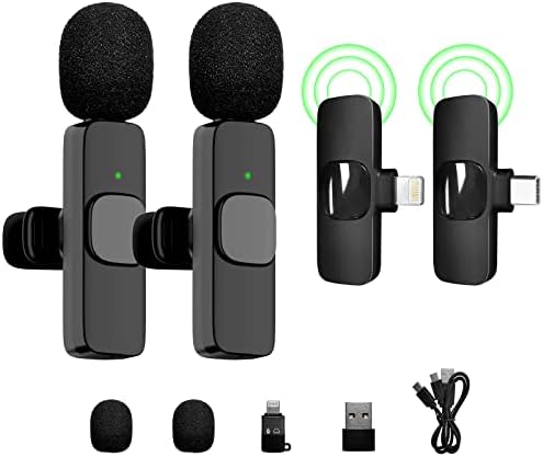 Epoya 2 Комплекта Безжичен Петличного микрофон с ревери за iPhone, iPad, Безжични Микрофони, Plug Безжичен микрофон