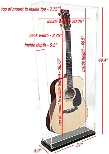 OnDisplay Deluxe Акрилна работи стена /Настолна Витрина за електрическа китара с защита от uv с подсветка
