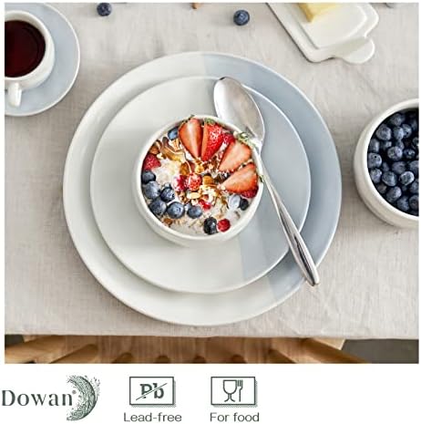 Керамични Кът чинии DOWAN 8 инча, Десертни чинии Наклон син цвят, Порцеланови Чинии за салати и Предястия, Голям Кухненски Обслужването