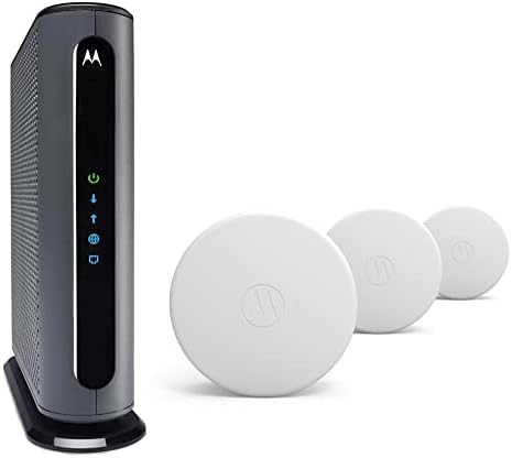Motorola WiFi 6 Mesh (3 серии) + Комплект кабелен модем – система Q11 WiFi 6 Mesh (3 серии) и Многогигитационный кабелен модем MB8611 | Одобрен за Comcast Xfinity, Cox, Spectrum | AX3000 WiFi | DOCSIS 3.1