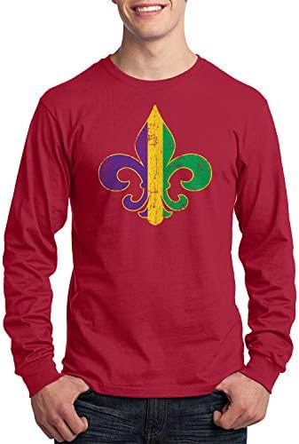 Мъжка тениска с дълъг ръкав Threadrock Mardi Gras Fleur De Lis в стила на Mardi Gras