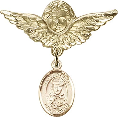 Детски икона Jewels Мания за талисман на Свети Сара и пин Ангел с крила | Детски иконата със златен пълнеж с амулет
