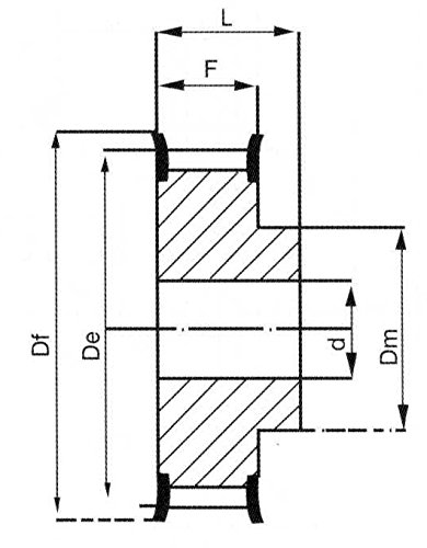 Ролка ГР Ametric 21XH400 от стомана ANSI фланец, 21 Зъб, 1,25 инча +/-1/16 Водещ на отвора (d), Външен диаметър 5,74 инча