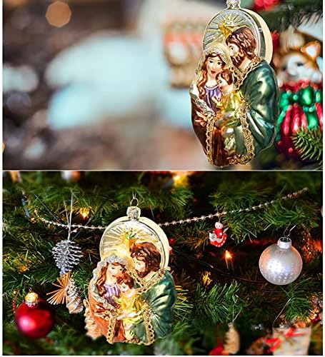 МИХТРА Коледна Висулка Исус Стъклен Украшение на Коледна Елха, Висящи Украшение Декор Коледна Богородица Висулка Коледно