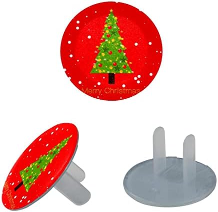 Капачки за контакти (24 опаковки) Защитни Капачки за Электрозащиты, Капачки за Ключове за дома - Christmas Tree onRed