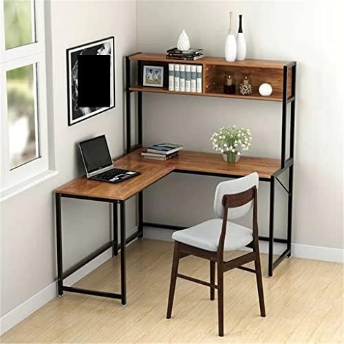 MJWDP Ретро L-образна маса с клетката, студентски детска писмена работна станция, малък домашен офис маса, бюро