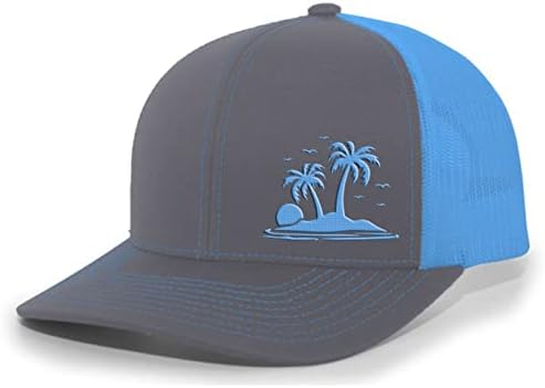 Риза Trenz Компания Тропически Палми На Плажа Почивка Бродирани Окото Задната Част На Шапката Си На Шофьор На Камион