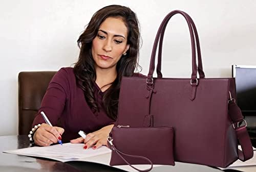 Чанта за лаптоп за жените, 17 инча, Ежедневни Работни Чанти за жени с USB порт за Зареждане, Чанта-Тоут за лаптоп, Дамски