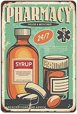 PPFINE Аптечные Означения Лекарства Сироп Метална Лидице Знак Произведение Плакат Външна Табела Ретро Декор