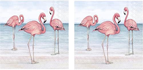 Кърпички за коктейли Розов Flamingo 3-Слойна 40-Каратные за Бар прибори, Салфетки за напитки и консумативи за коктейли - Flamingos