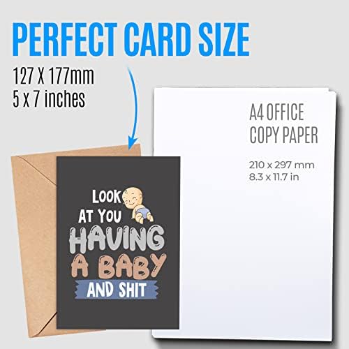 Забавна картичка за новородено с плик | Глупава картичка за бъдещи родители | Поздравителна картичка за бременност