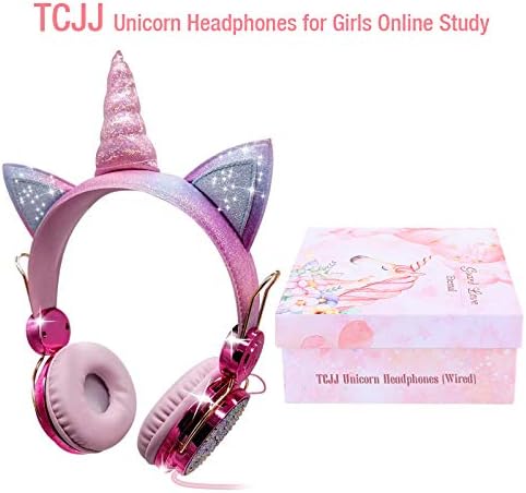Детски Слушалки с единорогом за момичета и юноши, Жични Слушалки за деца с Регулируема лента за глава, жак 3,5 мм