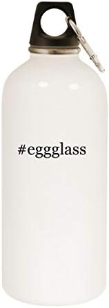 Продукти Molandra eggglass - Хэштег 20 грама Бяла Бутилка за вода от Неръждаема Стомана с карабинер, Бяла