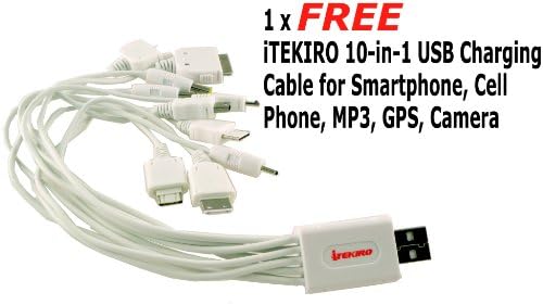 iTEKIRO AC Стенно Зарядно за Кола dc Комплект за Panasonic DMC-FX100EG + iTEKIRO 10-в-1 USB Кабел За зареждане