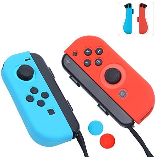 Гел Щитове с тапи за палеца за Nintendo Switch (синьо + червено)