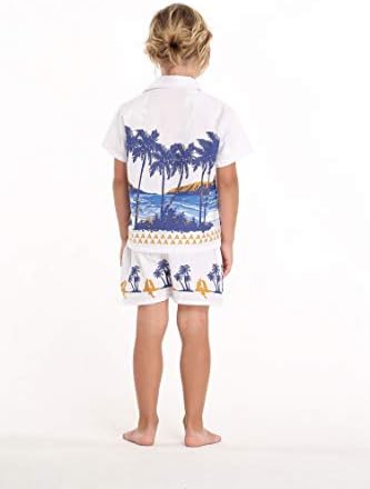 Подходяща Семейна Хавайски Облекло Luau за Мъже И Жени За Момичета и Момчета Diamond Head Palms Beach Бял цвят