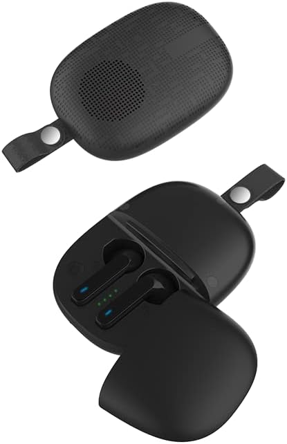 Bluetooth Високоговорител със Слушалки 2 в 1 Портативни Мини Говорители Безжични Слушалки За Пътуване на Открито (черен)