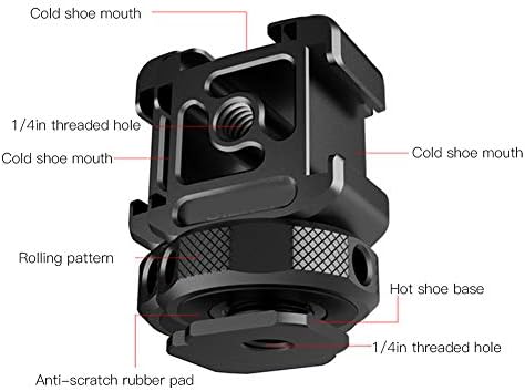 Основата на адаптер за топла башмака, рефлексен фотоапарат PT12 с три глави, разширителния скоба за топла башмака и студен башмака за микрофон/ запълваща лампи, отвор