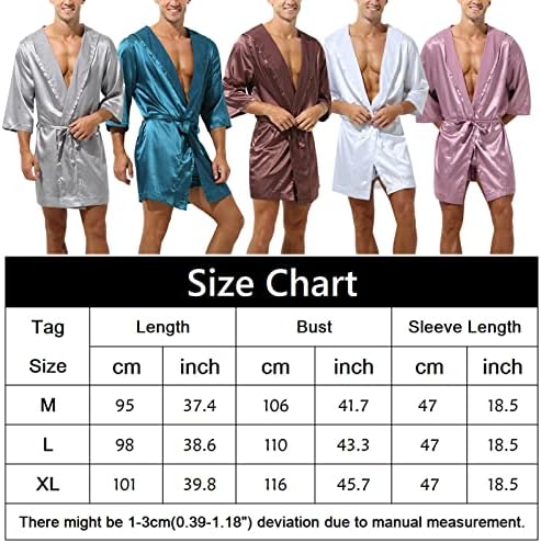Комплект мъжки Пижамных шорти Panegy, 2 броя, Сатен, Халат и Пижама, Халат за баня с Къси панталони S-XXL
