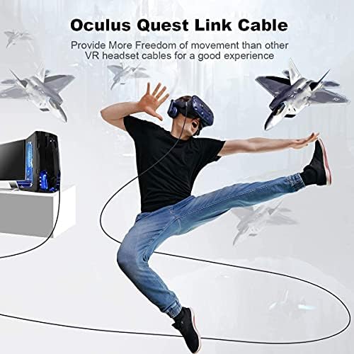 Кабел Oculus Quest 2 Линк [16,4 фута], Кабел за виртуална реалност Oculus Линк VR за Quest1 и Quest 2, Дълъг кабел USB 3.0 -C USB пренос на данни с капацитет 5 GB, кабел за зареждане – PC VR