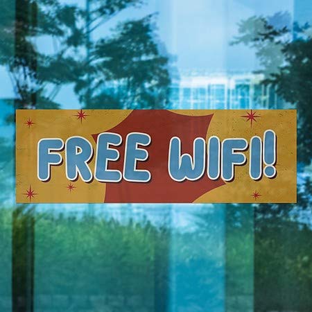 CGSignLab | Безплатен достъп до Wi-Fi -Светкавица Носталгия, прилепени към прозореца | 36 x12