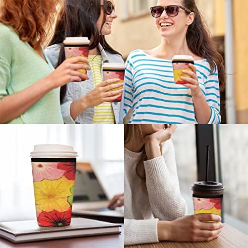 Ретро многократна употреба Изолационен ръкав с Цветен Модел за Кафе Чаши с лед на 16-18 грама, Многократно Неопреновый