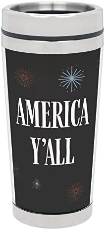 Elanze Designs Fireworks America y ' All Черен Пътен Чаша от Неръждаема Стомана с тегло 16 грама