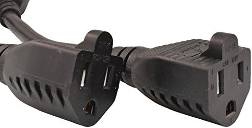 Удължителен кабел за захранване PTC Heavy Duty Black US с 3 шипа 16 AWG Y-Образен Сплитер | 14 инча