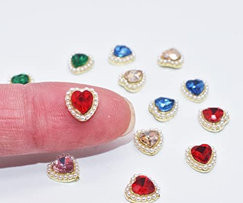 LIFOOST 20 бр. 3D Окачване за нокти във формата на Сърце с Големи Кристали за Акрилни нокти, Декорация за нокти с формата на Сърце, Нийл-арт, Кристали във формата на Сърце з