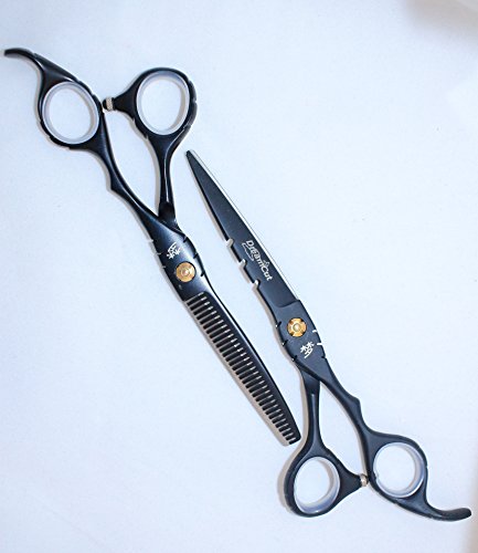 Ножици за подстригване, набор от 6 Бритвенных и 6Филировочных ножица с подкрепа за отпечатъци в матово черен цвят, със