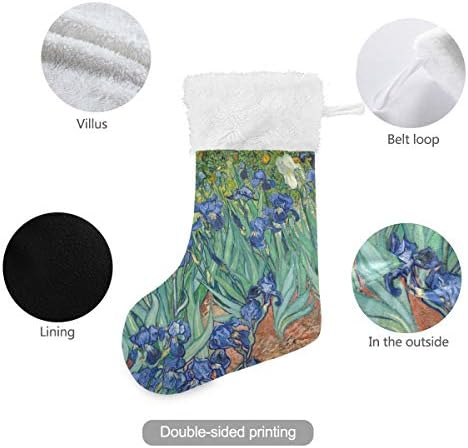 Коледни Чорапи PIMILAGU Van Gogh's Irises 1 Опаковка 17,7 инча, Окачени Чорапи за Коледна украса
