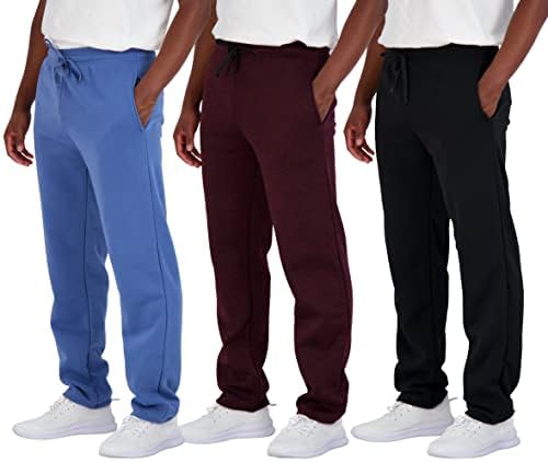 Real Essentials 3 опаковка: Мъжки Спортни Ежедневни панталони с отворен дъното отвътре Tech и джобове (предлагат в модели