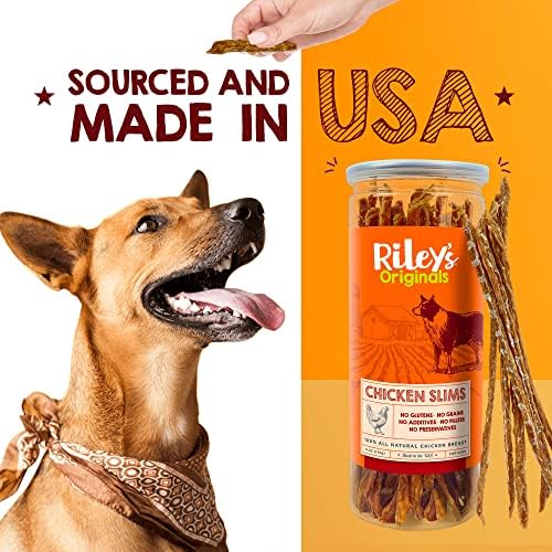 Пилешки пръчици Riley's Slims за кучета - Дехидратирани лакомства за кучета от пилешки американско производство