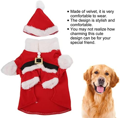 Костюм на Куче Зимни Блузи, с Шапки на Дядо Коледа Мек Удобен Коледен Костюм за Домашни Котки и Кучета (XL)