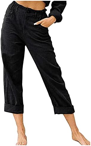 Модни Дамски Удобни Панталони-Капри с Еластична гумена лента За Кръста, Летни Свободни Панталони, Всекидневни Спортни Панталони,