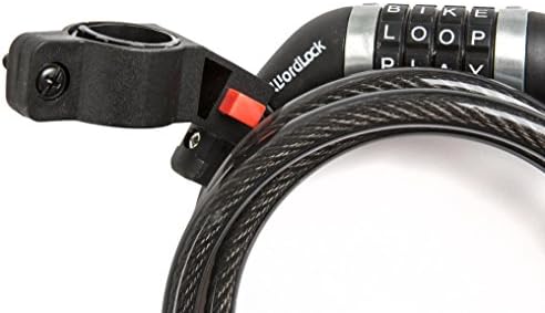 Разход на заключване за колоездене на въжето Wordlock – 4 циферблата, 5 метра, Черен, 7,70 инча x 6,00 инча x 1,30 инча.