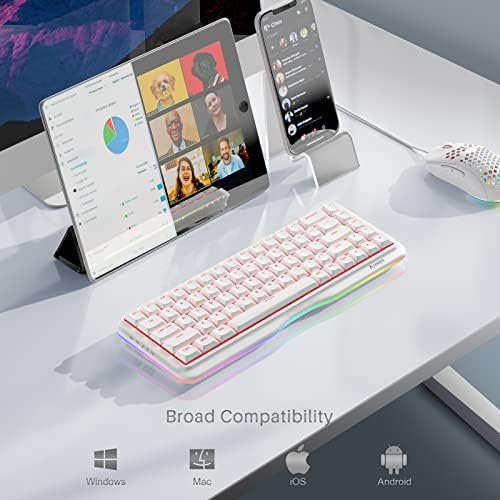 KEMOVE K68 60% Безжична Ръчна клавиатури, превключватели Cherry MX RGB С подкрепата на 2,4 G/Bluetooth5.0/USB-C, led осветление RGB с възможност за гореща замяна, Компактен Жичен Детска клав?